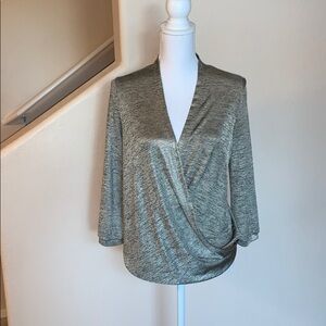 The LIMITED Shimmery draped V-Neck Women's Top - Olive Tinged Gold